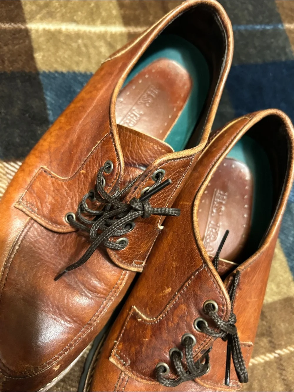 Men's Leather Derby Shoes in Cognac Brown